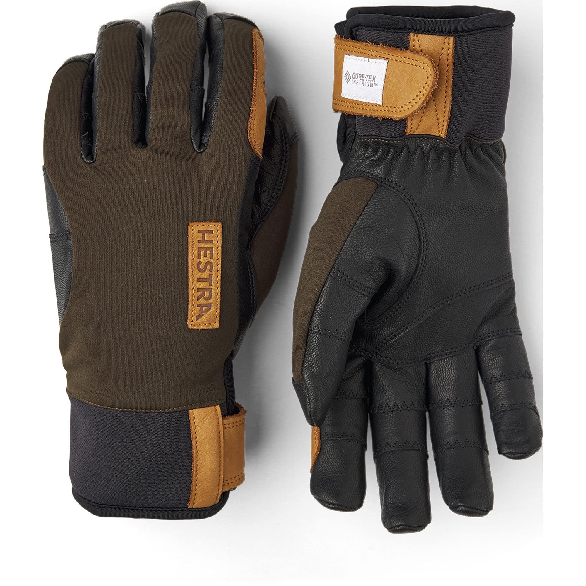 HESTRA Ergo Grip Active Wool Terry Oliv, Gore-Tex Fingerhandschuh, Größe 10 - Farbe Dark Forest - Black