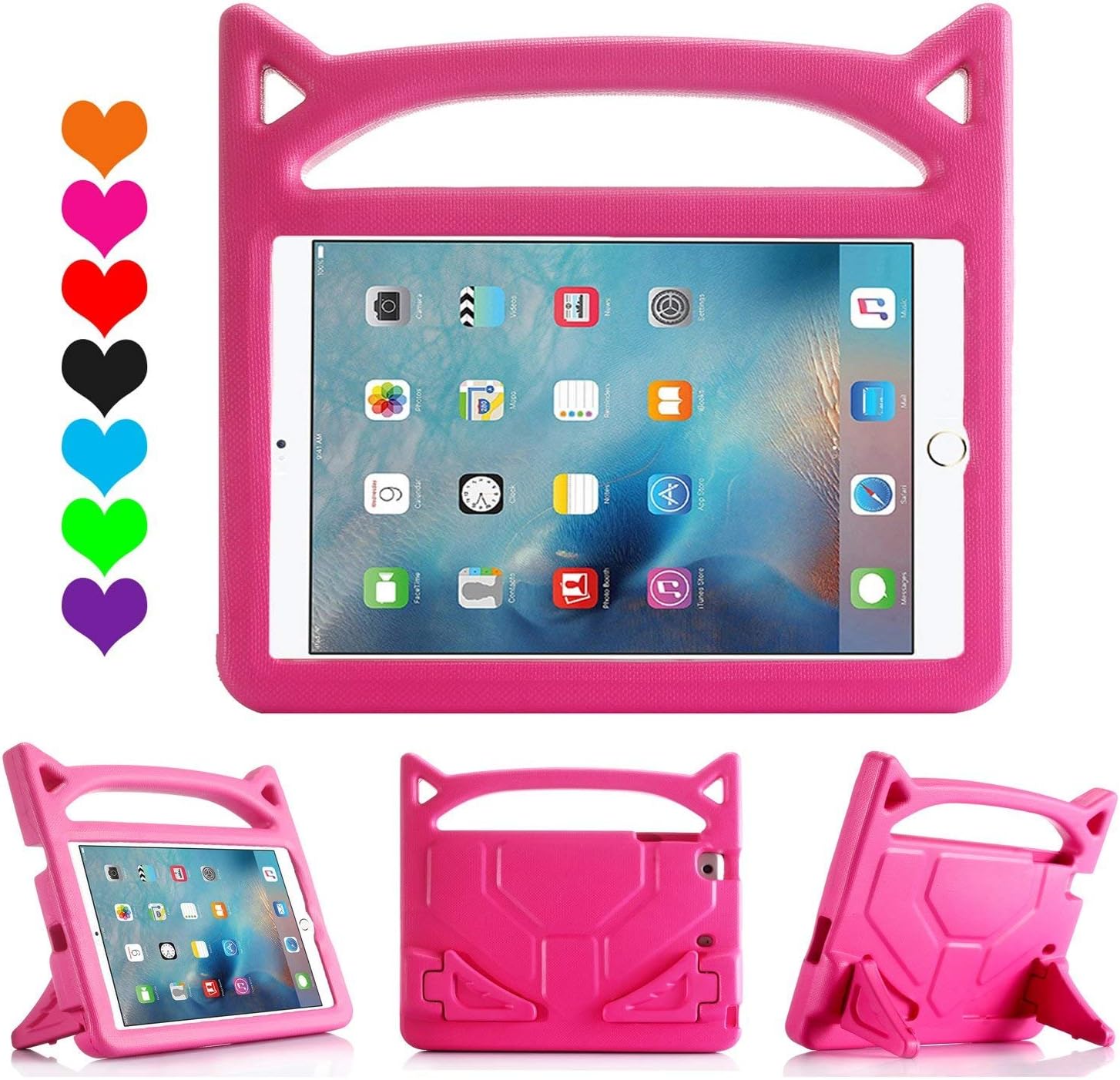 Luka iPad Mini Case, iPad Mini 2/Mini 3/Mini 4 case,[Shockproof] Case Light Weight Kids Friendly Case Super Protection Cover Handle Stand Case for Apple iPad Mini 1/2/3/4 (ipad Mini 1/2/3/4, Pink)