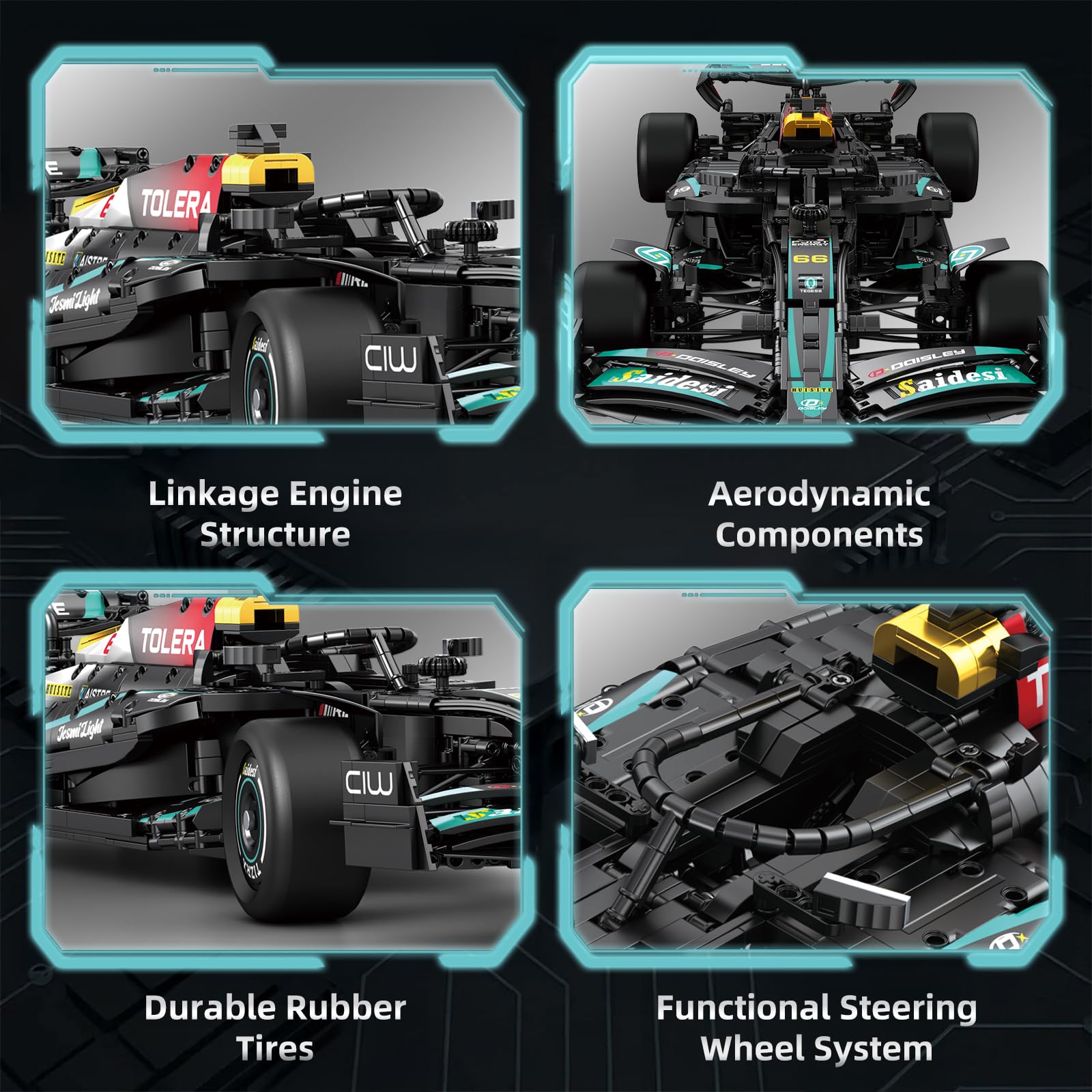 Reobrix 11040 F1 Modello di auto da corsa per adulti, scala 1:8, set di blocchi da costruzione Formula 1 Racing (3473 pezzi)