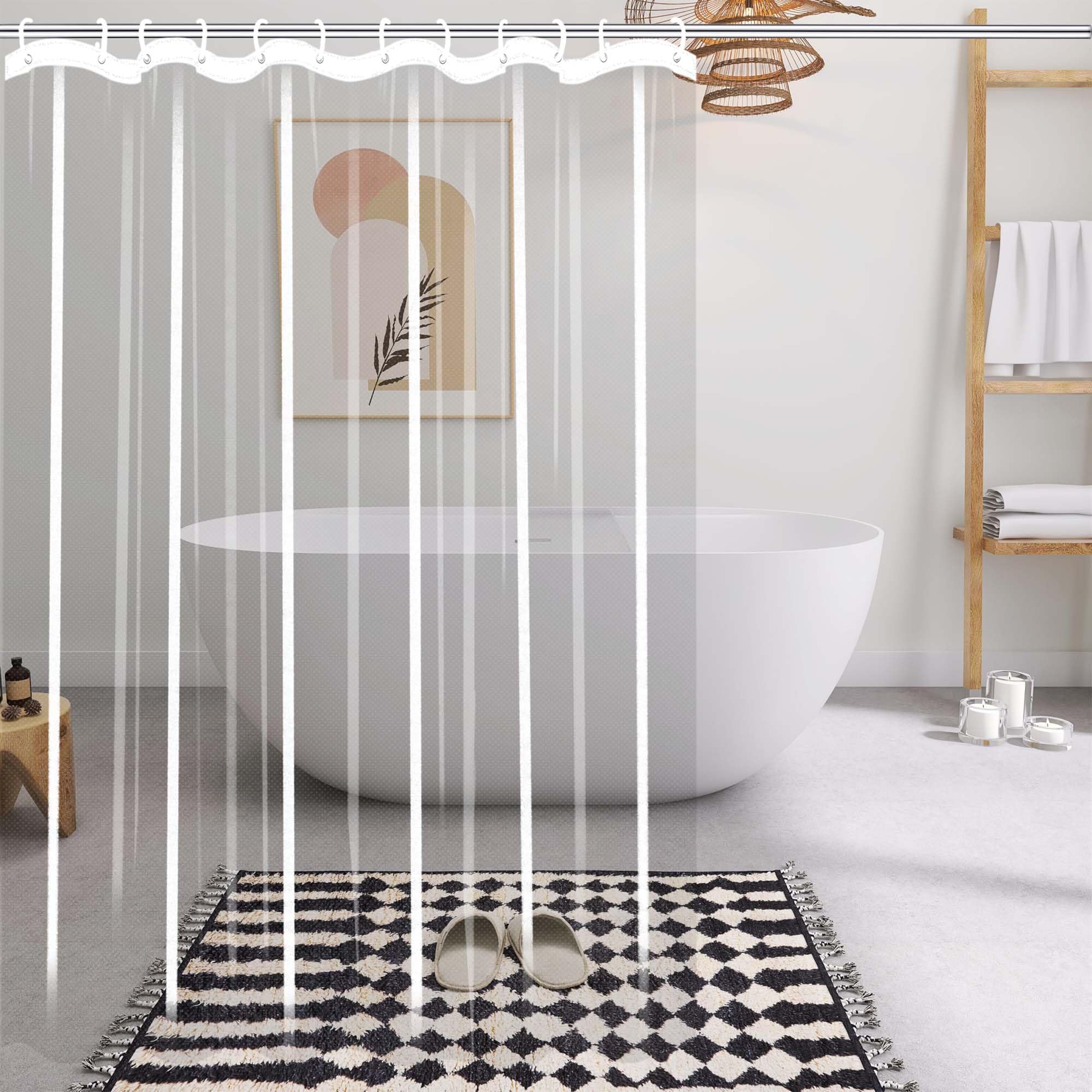 Rideau de douche pour salle de bain familiale lavable et transparent