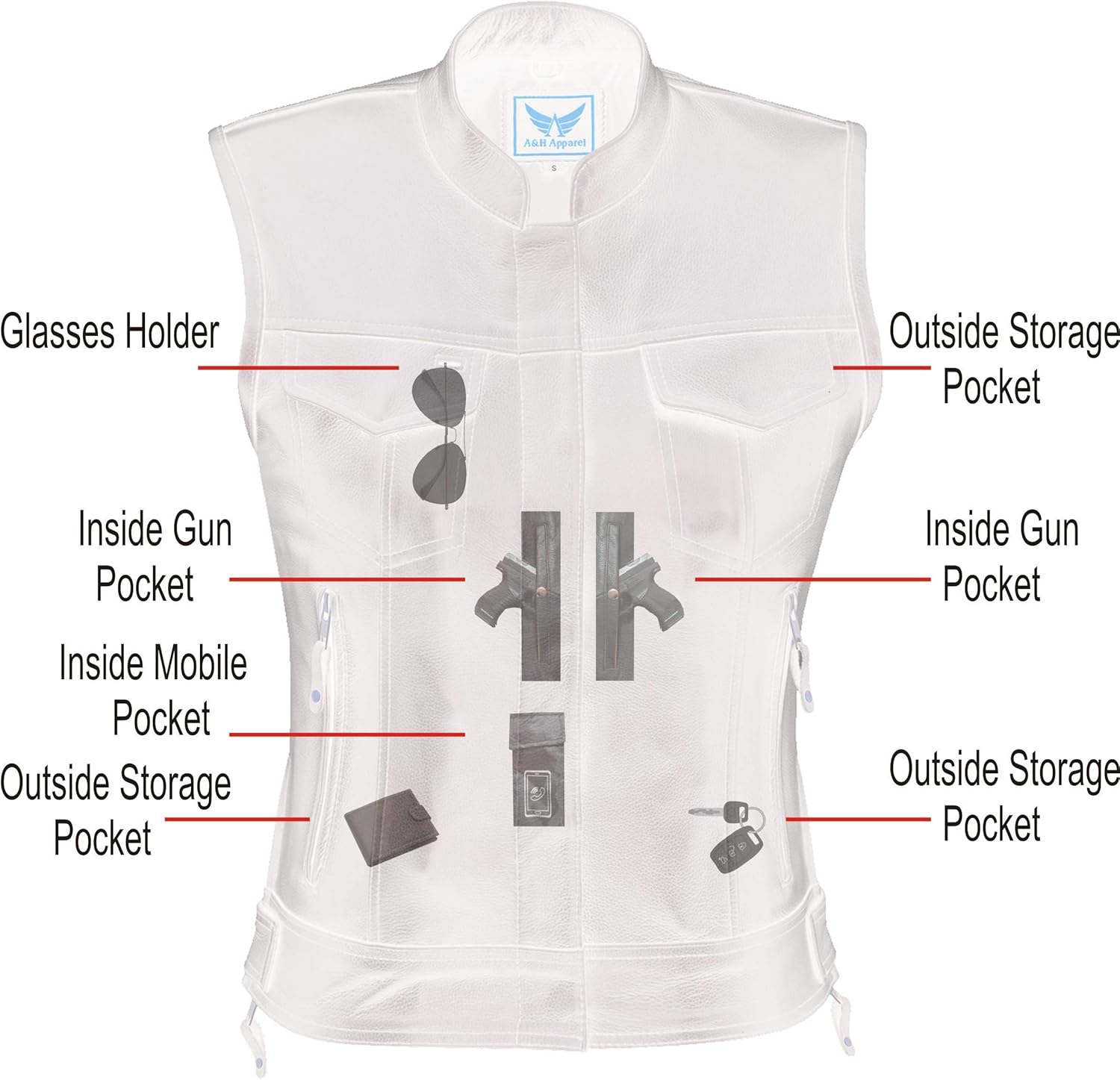 A&H Apparel Women's Top Grain Cowhide Club Style Motorcycle Soft thick Leather Vest - Image 5