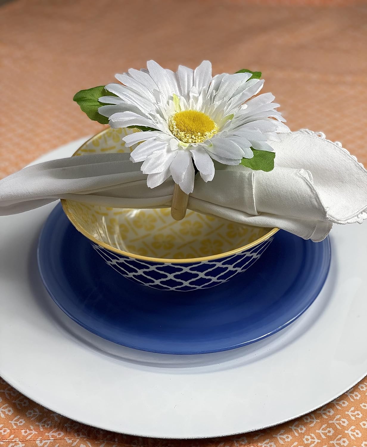 Napkin Ring//White Flower Napkin Ring//Rustic Napkin Ring