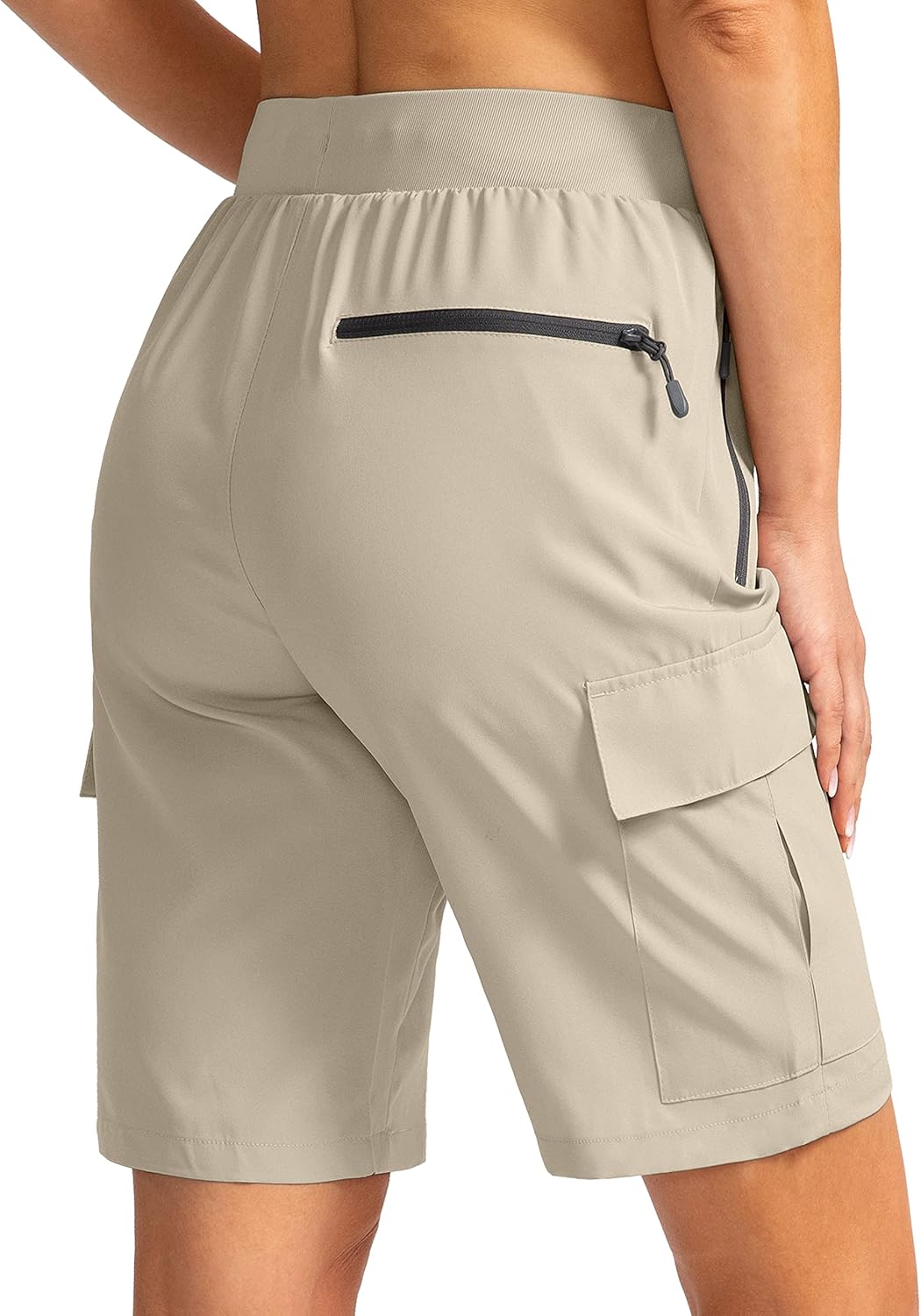 Soothfeel Women's 9" Hiking Cargo Shorts with 5 Pockets Quick Dry Summer Athletic Golf Bermuda Long Shorts for Women Casual - Image 2