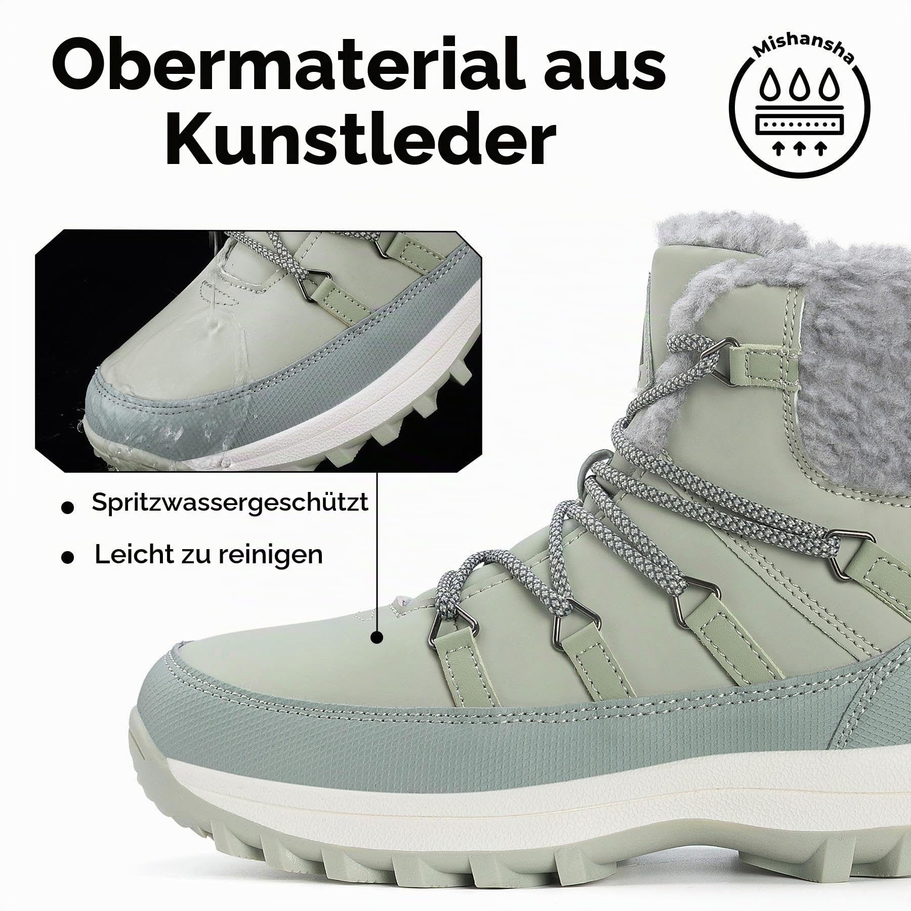 Mishansha Winterstiefel Damen Gefüttert Winter Warme Gr.36-42 | Winterschuhe,Bequeme,Rutschfeste,Leicht,Schneestiefel,Schneeschuhe,Wander Trekking