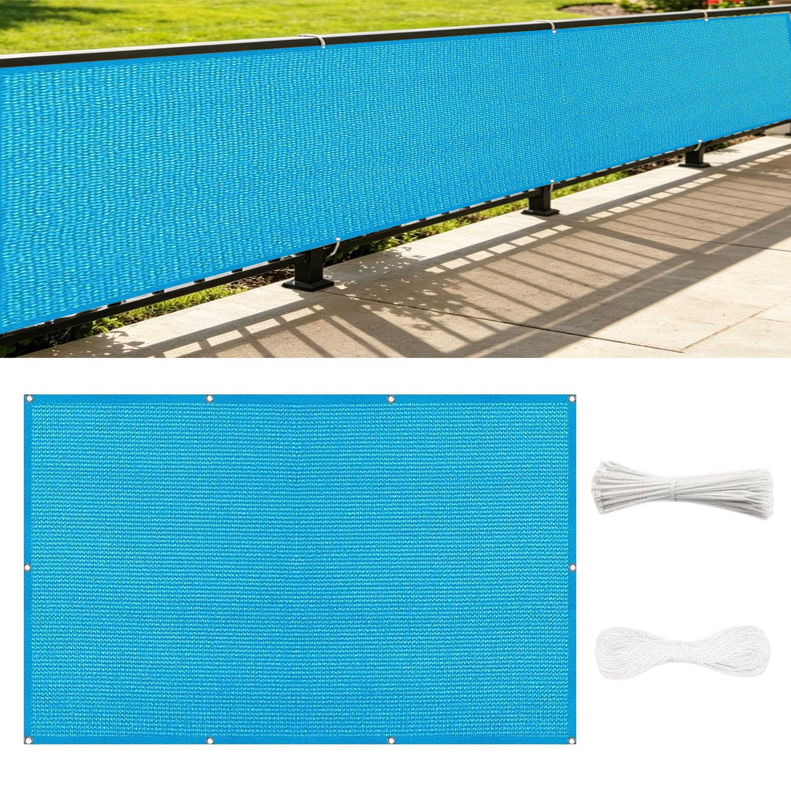 Brise vue balcon 280x290 cm bleu ciel opaque résistant au vent