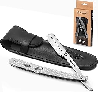 MARKHOR® Cut Throat Razor Kit, Stainless Steel Straight Razor - Professional Barber Razor, Premium Quality Straight Edge Razor, Moustache & Beard Shaving Razor, Single Blade Razor