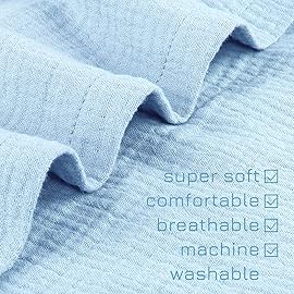 Hooyax Muslin Baby Lounger Cover Soft Organic Cotton Slipcover Fits Newborn Lounger for Baby Boys and Girls (Ice-Snow Blue)