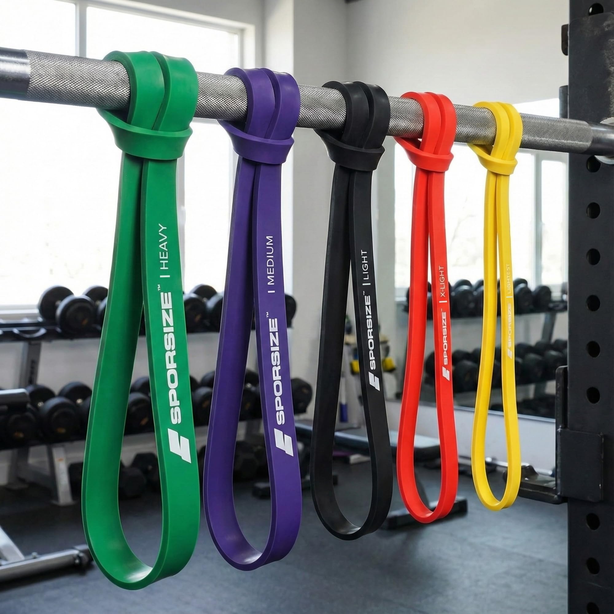 Sporsize Profesyonel Direnç Bandı Kas Geliştirme Lastiği Fitness Pilates Cross Training Bant Yoga Push Up Barfiks Bandı Tekli (Mor, 16-38 KG)
