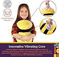 Vista 3 de Special Supplies Bumble Bee Sensory Vibrating Pillow, Pressure Activated for Kids and Adults, Plush Minky Soft with Textured Therapy Stimulation