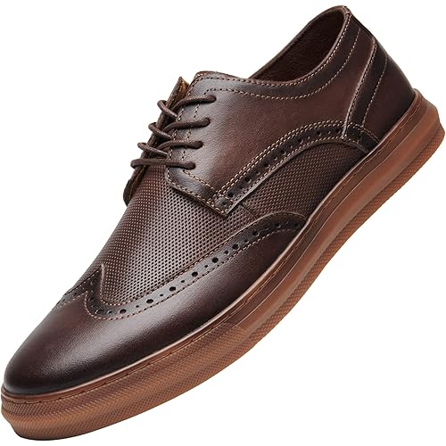 Men's Casual Oxford Genuine Leather Fashion Sneakers Daily Walking Shoes for Men