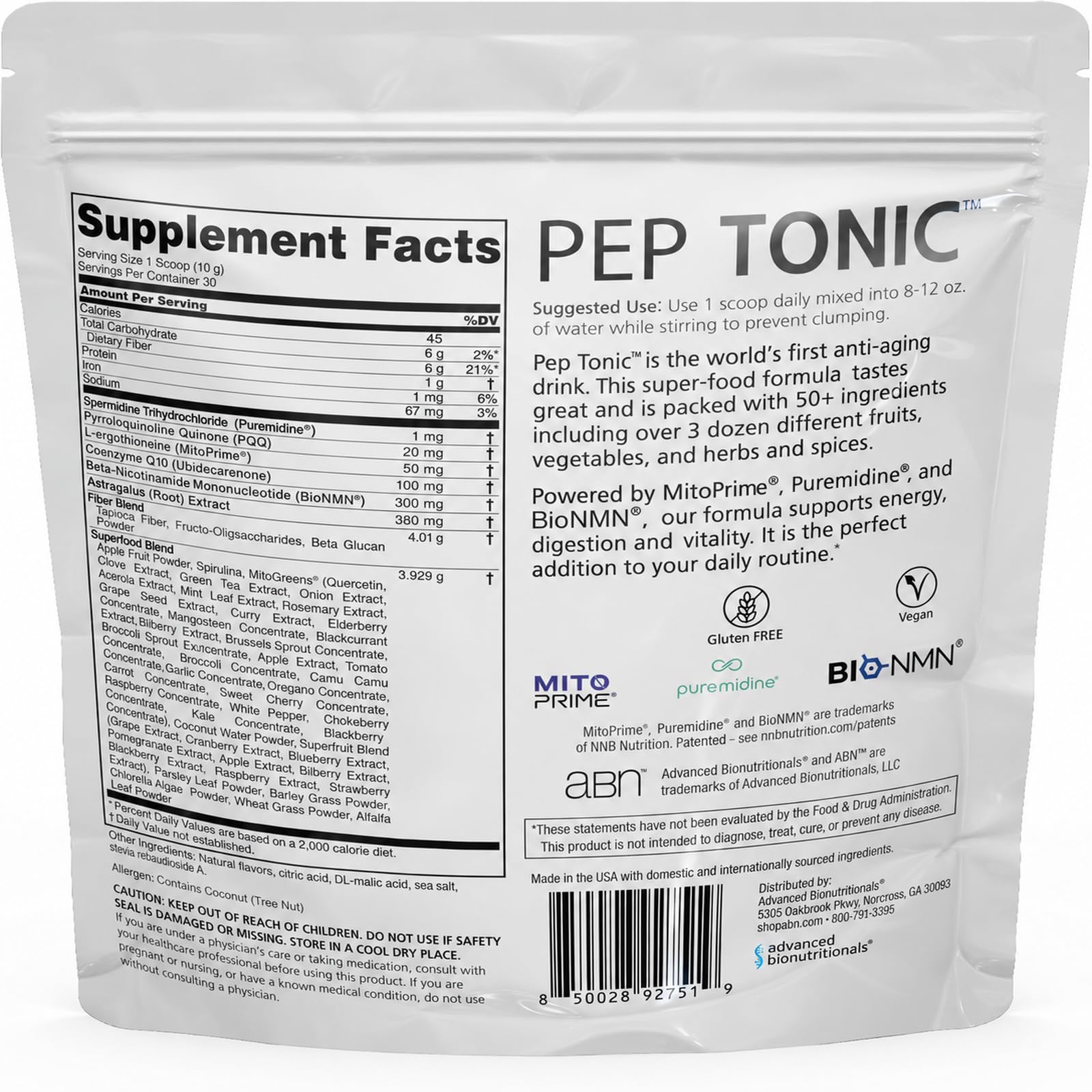 Advanced Bionutritionals Pep Tonic | Mitochondrial Support Powder | 9.84 oz — Amazon image 2