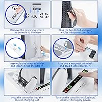 Vista 4 de Soporte de estación de refrigeración compatible con PS5, PSVR2 Sense Controller Charging, soporte de auriculares para gafas PS VR2, para consola