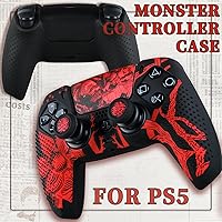 Vista 2 de Anti-Slip Controller Skin Kit, with 2 Thumb Grip Cover & 2 Elevated Base, Silicone Controller Case with Textured Grip for PS5 DualSense Wireless