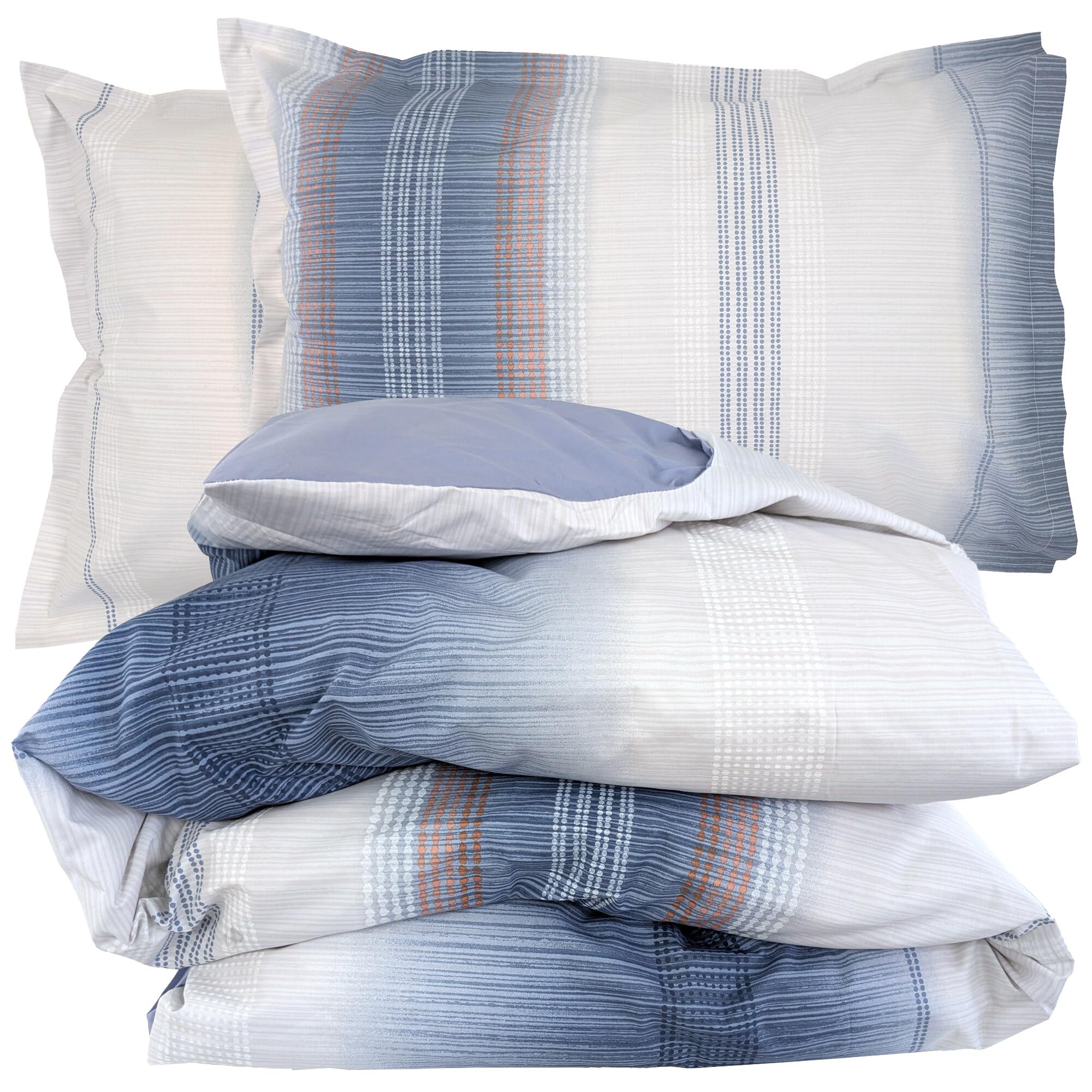 Parure de lit 280x240 cm Esteban Bleu en percale fini les draps trop courts