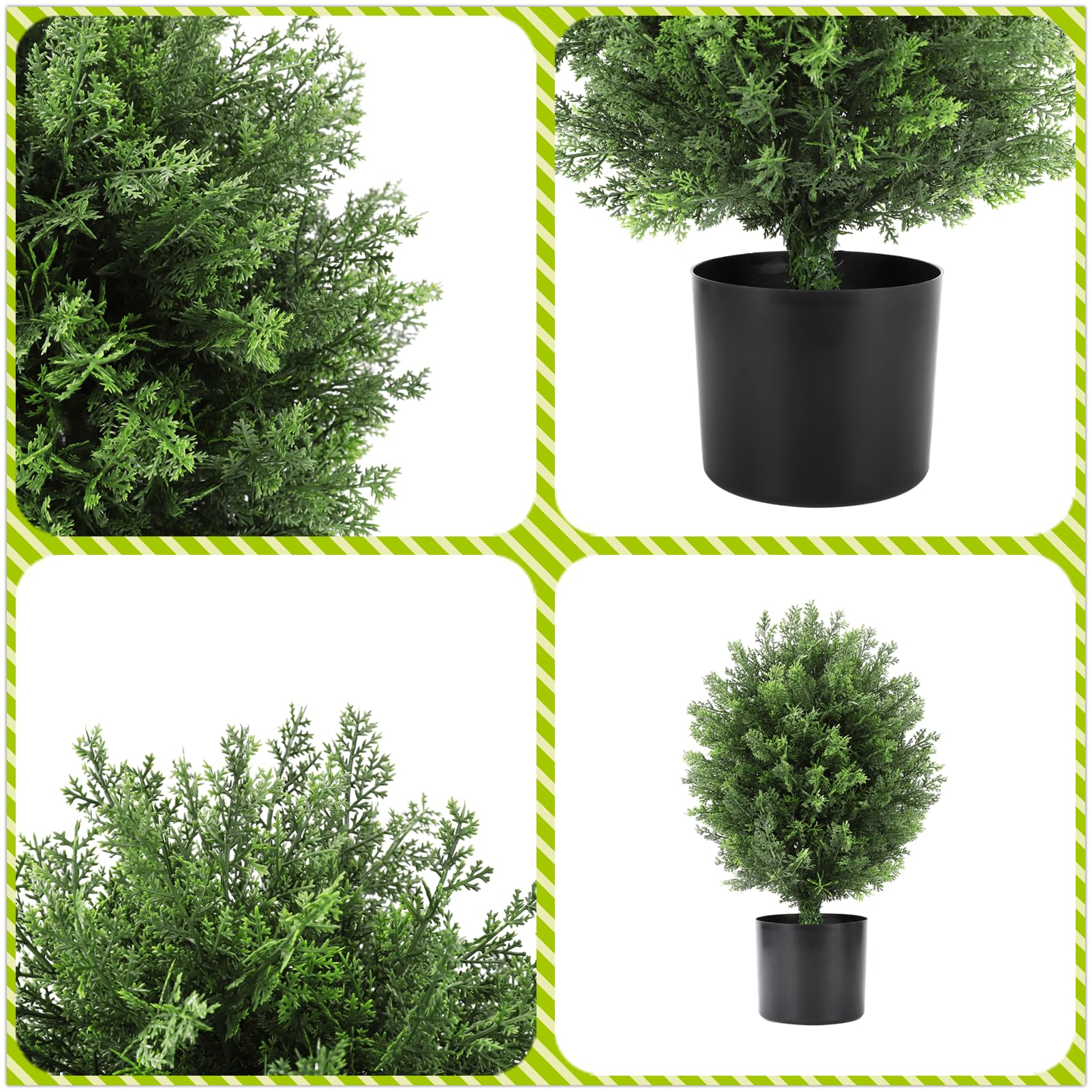 2 Alberi Di Cedro Artificiali Sferici In Vaso – 54,6 Cm, Sempreverdi UV Resistenti Per Esterno E Interno - 2