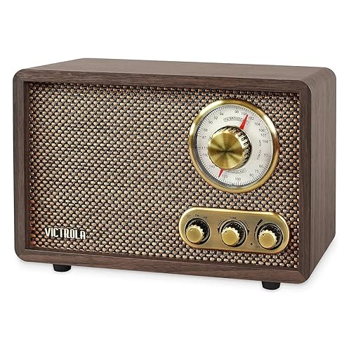 Victrola Willow – Retro Wood Bluetooth Radio with Built-in Speakers: Elegant & Vintage Design, Rotary AM/FM Tuning Dial, Bass & Treble Control, Wireless Streaming (Espresso) - Espresso - Radio