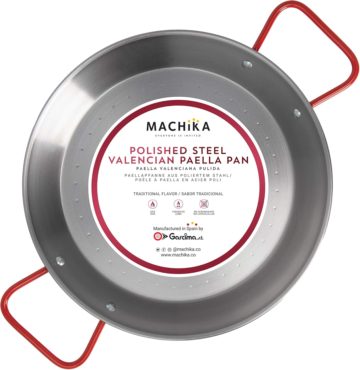Amazon Com Machika Polished Steel Paella Pan 10 Inch 26 Cm Home Kitchen