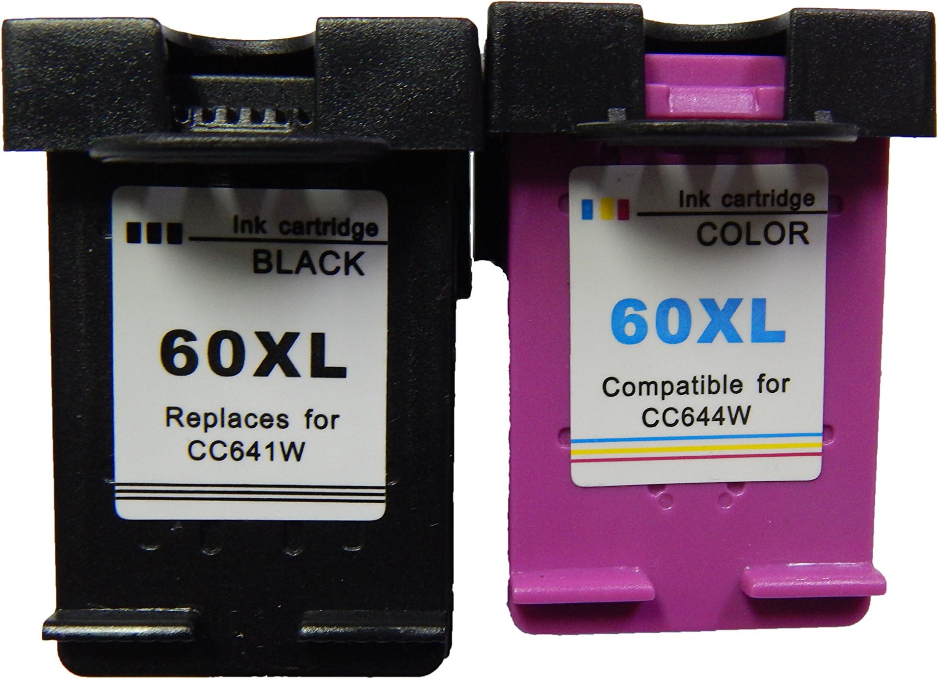 Remanufactured for HP 60XL Ink Cartridge CC641WN CC644WN Combo Pack (2 Pack, Black & Tri-Color) New Version for HP Photosmart D110A C4680 C4780 Envy 100 110 111 120 114 Deskjet D1660 F4200 F4480