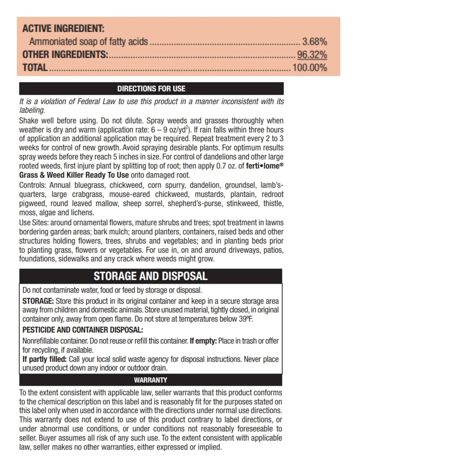 Fertilome (10332) Weed Free Zone RTU (1 gal)