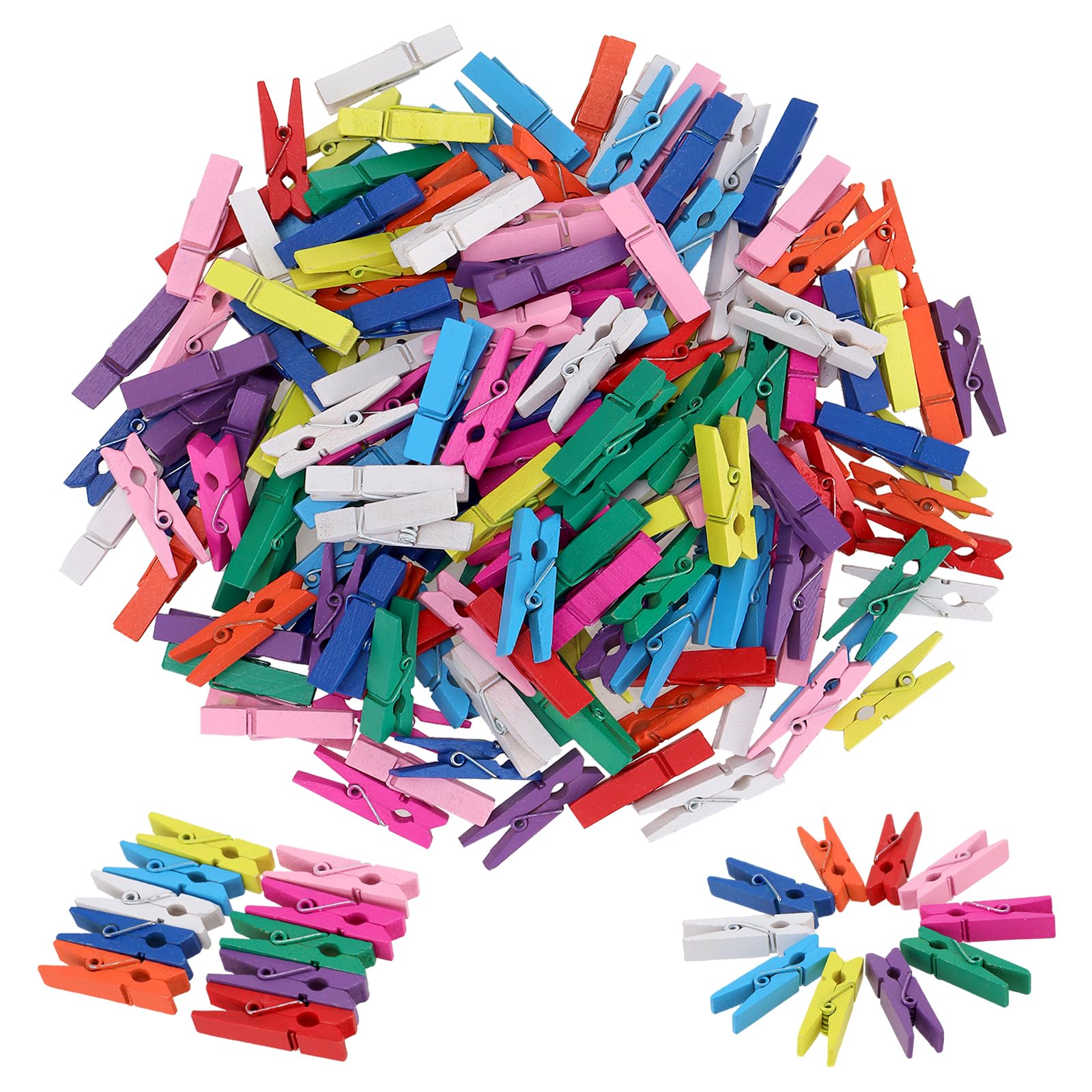 SOUJAP 300PCS 3.5 x 0.7cm Colorful Clothes Pegs, Mini Coloured Wooden Clothespins for Craft DIY Photos