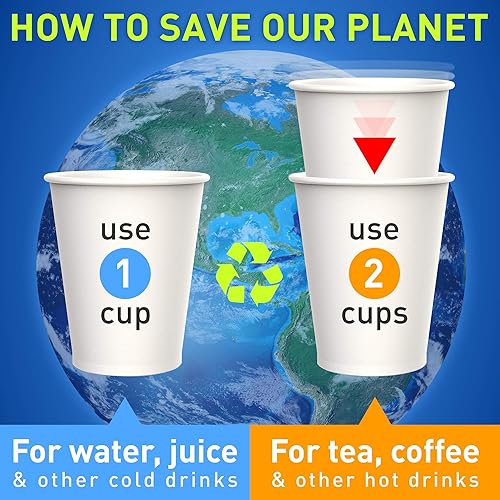 Miniatura 3 de Tazas de café desechables de 8 onzas, tazas de papel marrón, tazas de papel impresas, vasos de papel para bebidas calientes, tazas de papel de