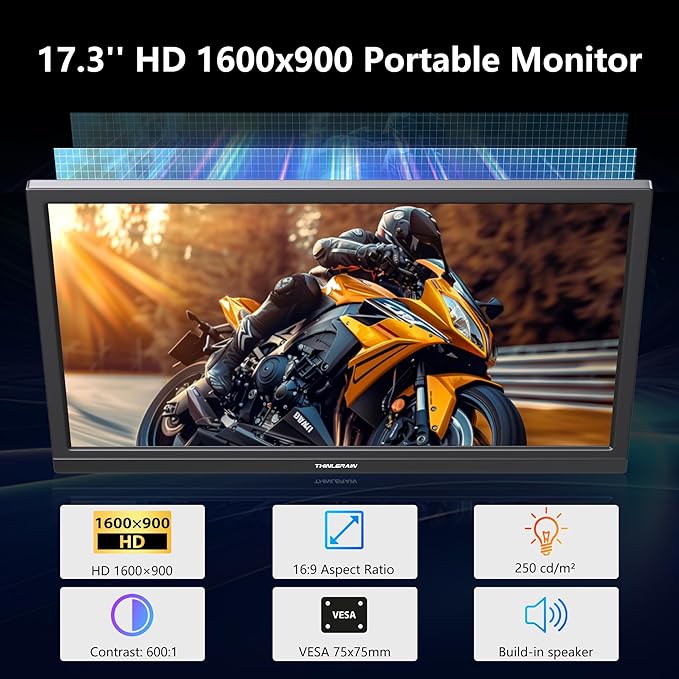 Monitor Portátil 17.3 Pulgadas Resolución HD+ miniatura 2