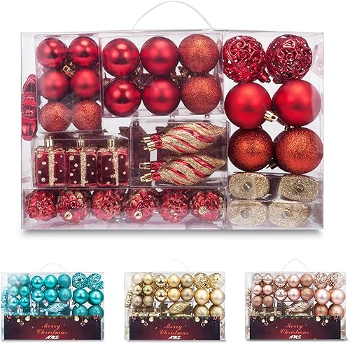 Vista 141 de AMS - Adornos chapados, bolas de Navidad, para decoración de fiestas de vacaciones, colección de árbol para boda, Acción de Gracias, fiesta