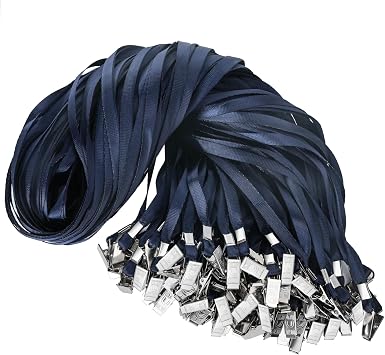 LOCONHA 100Pcs Black Lanyards with Clip lanyards for id Badges Navy blue