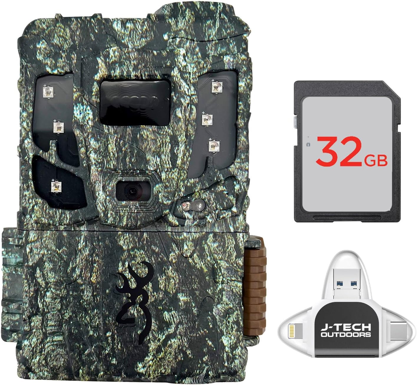 Browning Defender Pro Scout MAX Extreme HD Cellular Trail Game Camera (AT&T+VERIZON) Bundle Includes 32GB Memory Card and J-TECH USB Memory Card Reader Compatible with iPhone/iPad/Android | BTCPSMXHD