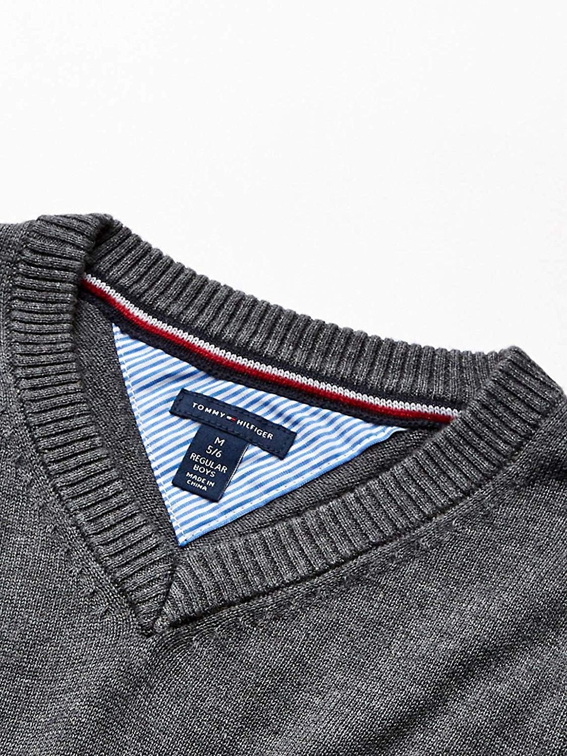 Tommy Hilfiger Boys Long Sleeve Ribbed V-Neck Pullover Sweater, School Uniforms