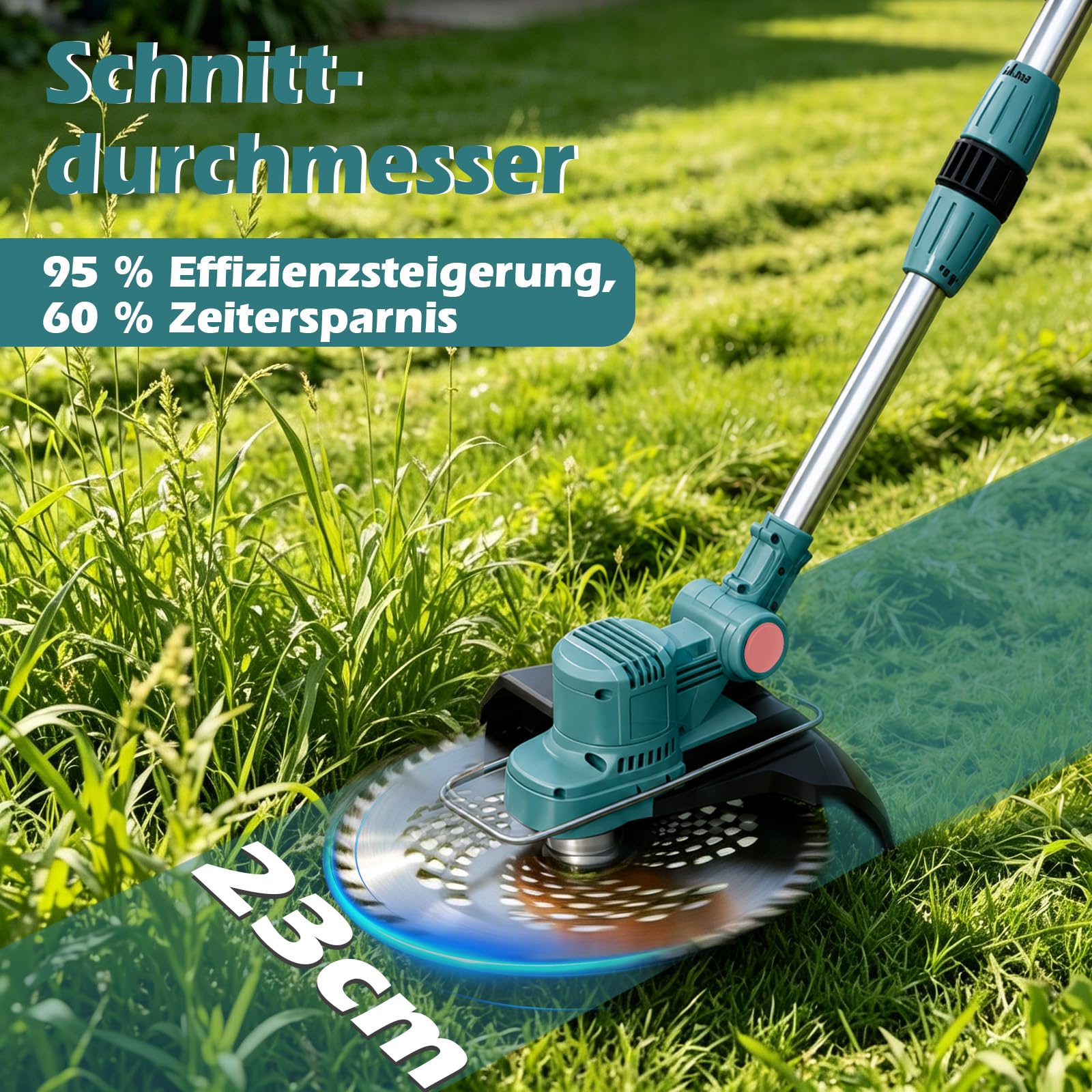 21V Rasentrimmer mit Akku, Akku Rasentrimmer für Makita-Akkus | 6-in-1 akku Freischneider, Rasentrimmer mit Unkrautbürste, 2X4.0Ah Akku & Ladegerät, Brushless, für Garden Trimmen, Tiefblau
