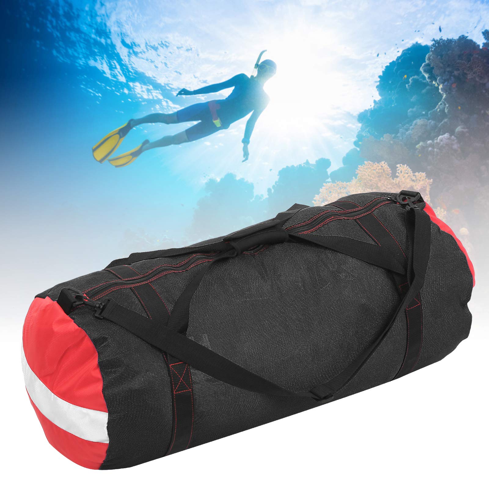 SUNGOOYUE Borsa Portaoggetti per Immersioni, Borsa a Tracolla in Rete di Materiale Oxford in PVC Ad Alta Resistenza con Design di Grande capacità per Attrezzatura Subacquea