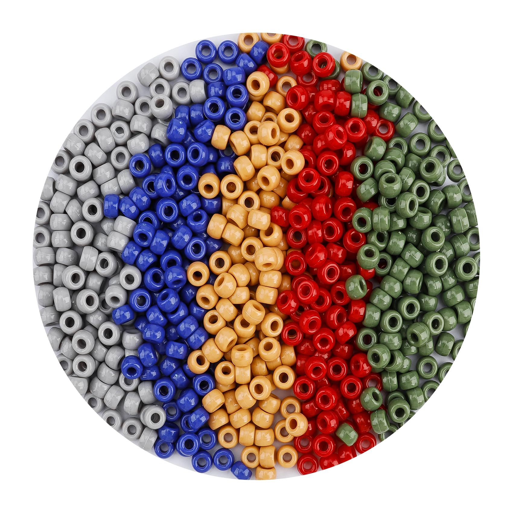 QPIXVB 1100pcs Multicolor Pony Beads, 6x9mm Plastic Cylindrical Craft Beads for Bracelets, Hair Braids, Jewelry Making