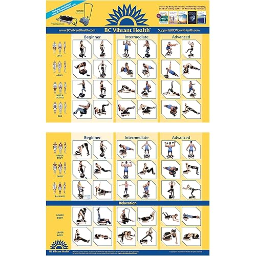 Full Body Vibration Poster Whole Body Vibration Plate Exercise Chart Workout Poster for Vibration Plate Exercise Machine