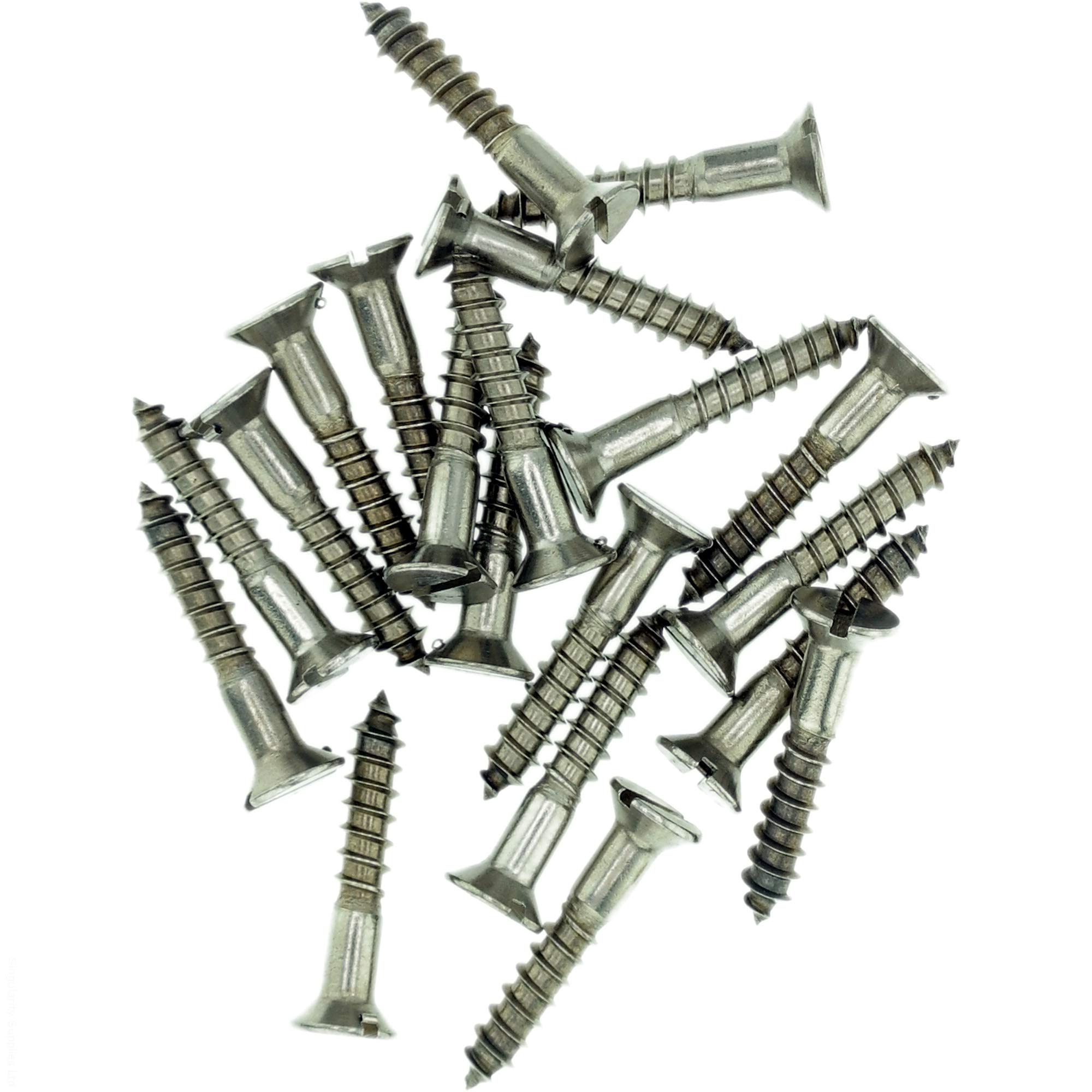 Singularity Supplies Silver No.6 X 1.18 (3.5Mm X 30Mm) Slot Countersunk Wood Screw - Stainless Steel (A2) (Pack Of 20)