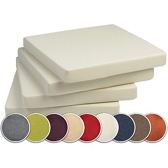 sunnypillow Chair Cushions Set of 2 40 x 40 x 5 cm Seat Cushions for Chairs / Benches in Home and Garden Garden Cushions Many Colours to Choose From