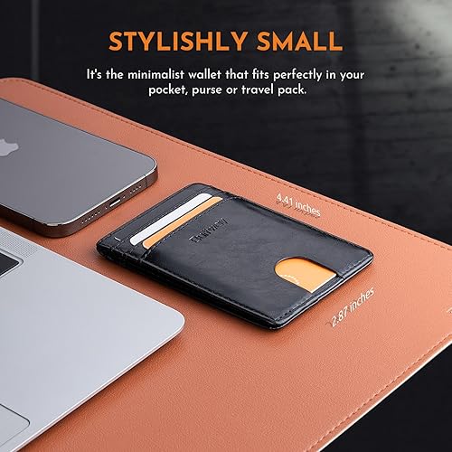 Miniatura 6 de Buffway Billetera delgada para hombre minimalista bolsillo frontal de cuero con bloqueo RFID para trabajo y viajes Seattle Negro talla única atlanta