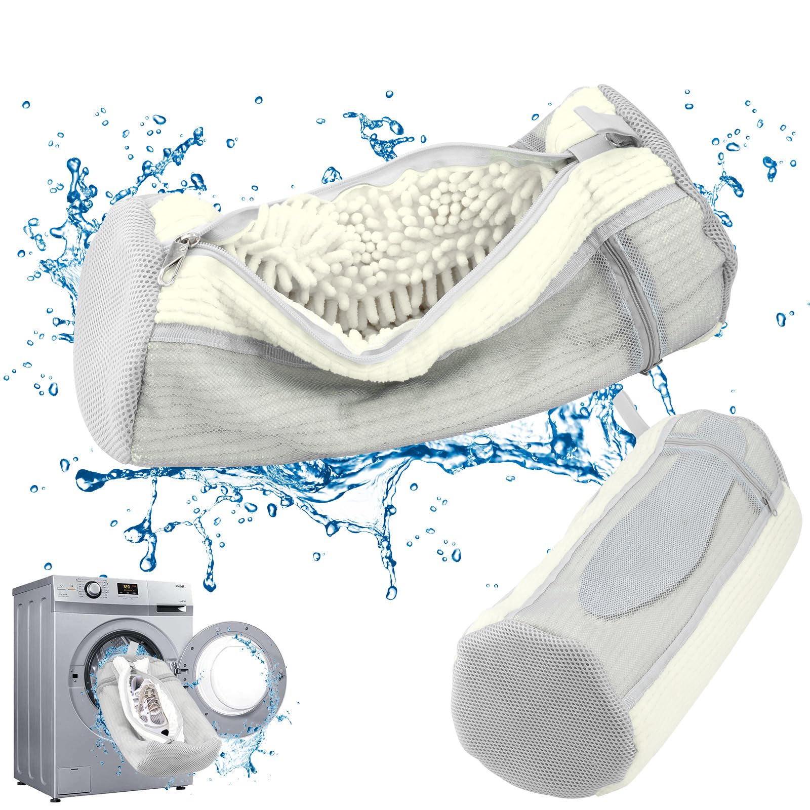Shoe wash bag Reusable shoe laundry bag for all types and sizes of washing machines Shoe bag-White 2PCS