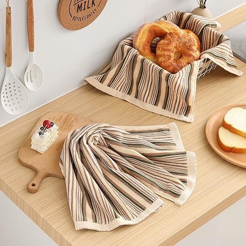 Miniatura 7 de SALAS Toallas de cocina para secar platos, paños de cocina grandes de algodón, paños de cocina de rizo a rayas, juegos de toallas gruesas altamente