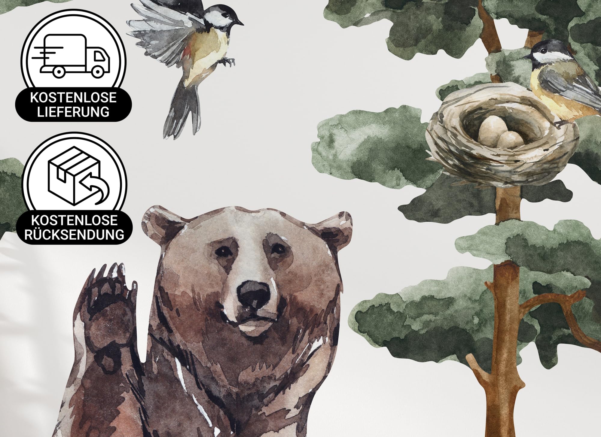 Pegatinas Pared Decorativas - Vinilo Pared Infantil Animales [240x190cm] árboles + oso | Decoracion Habitacion Bebe, Pegatinas Infantiles Pared, Pegatina Pared | ms3634
