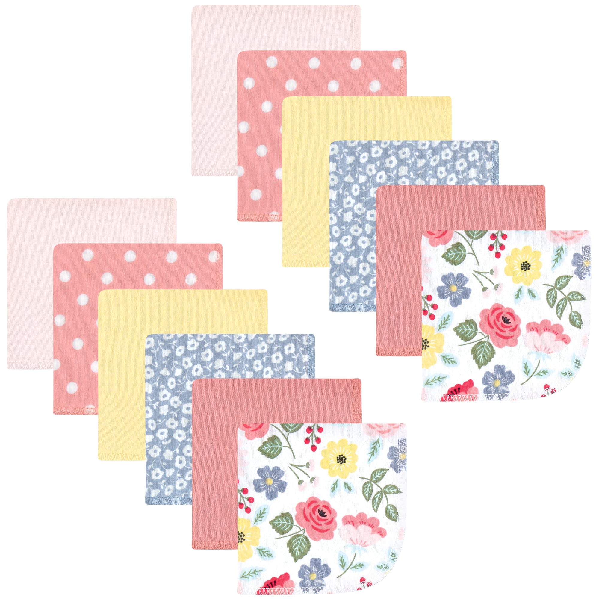 Hudson Baby Unisex Baby Flannel Cotton Poly Washcloths, Modern Botanical 12 Pack, One Size