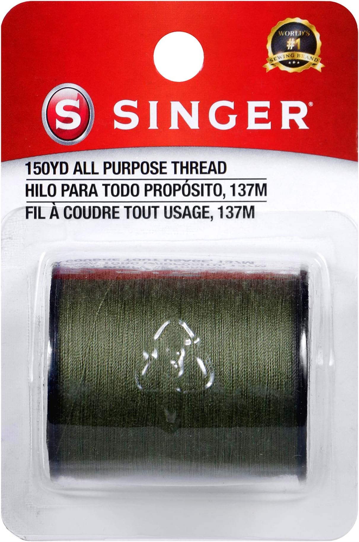 SINGER 60200 All Purpose Polyester Thread, 150-Yard, Olive Green