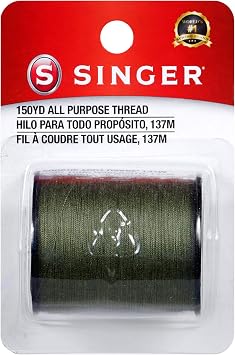 SINGER 60200 خيط بوليستر لجميع الأغراض ، 150 ياردة ، زيتون أخضر