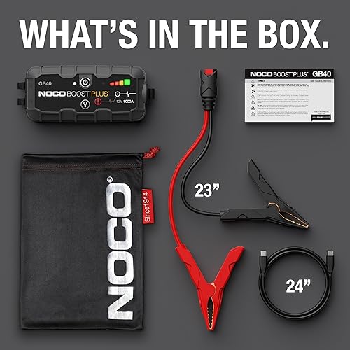 Miniatura 6 de NOCO Boost GB40 Arrancador UltraSafe de 1000 A  Paquete de refuerzo de batería de litio de 12 V, caja de salto portátil, banco de energía y cables