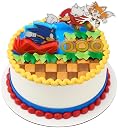 DecoSet Sonic The Hedgehog Cake Topper, 3-Piece Decoration Set with Tails & Knuckles Cake Pic, Rings Cake Pic and Rolling Sonic Action Figurine, for Birthday and Celebrations gallery image