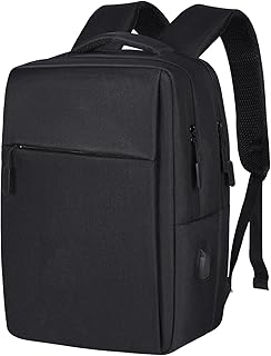 Geestock Zaino da viaggio per computer portatile, da uomo, impermeabile, antifurto, con porta di ricarica USB da 15,6 pollici, leggero, da lavoro, per computer e lavoro, zaino da viaggio - nero, Nero