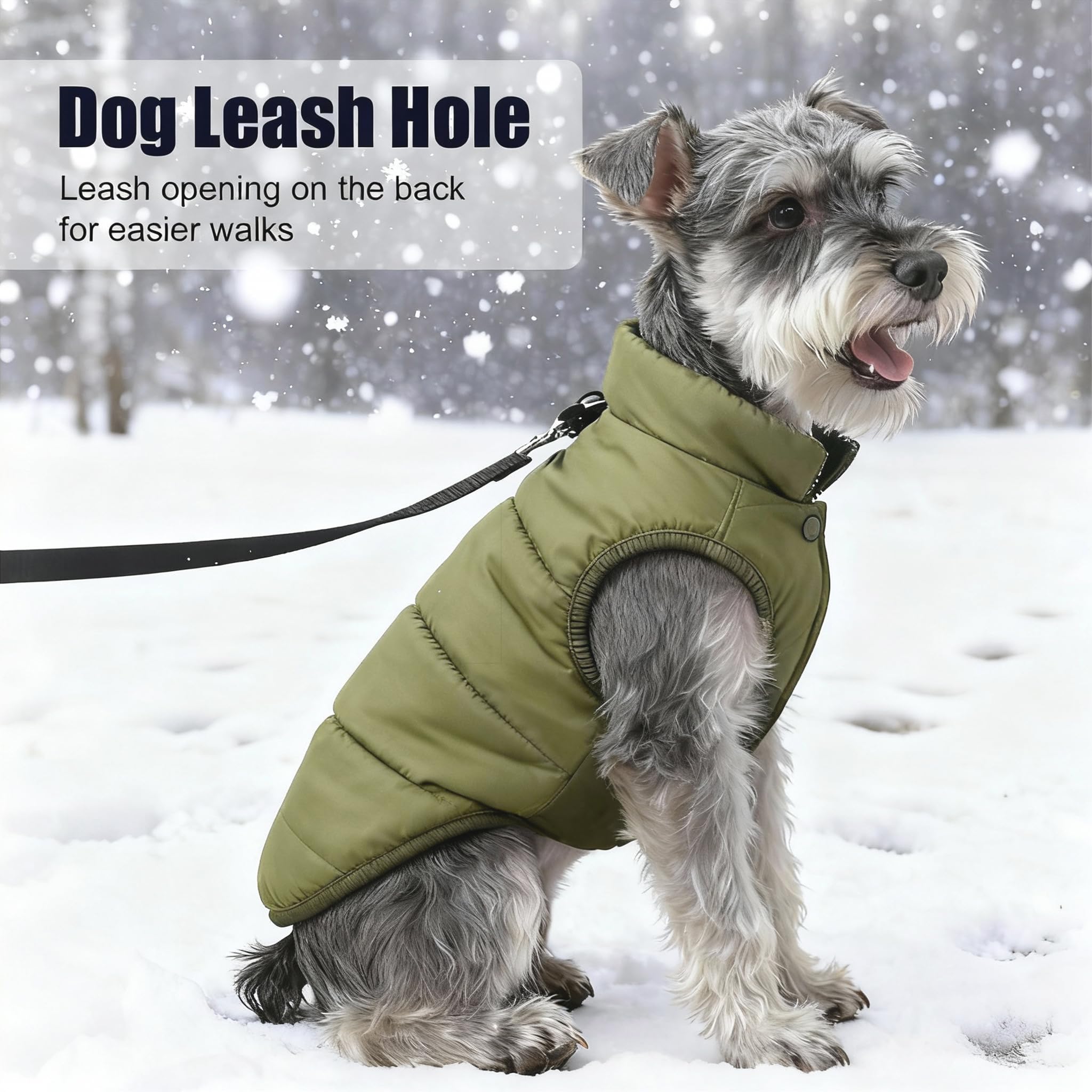 Abrigo Perro Chaqueta de Perro Cálida de Forro Polar Impermeable Abrigo Perros Pequeño Invierno Ropa Perros Abrigos Navideña para Mascotas en Clima Frío Verde S