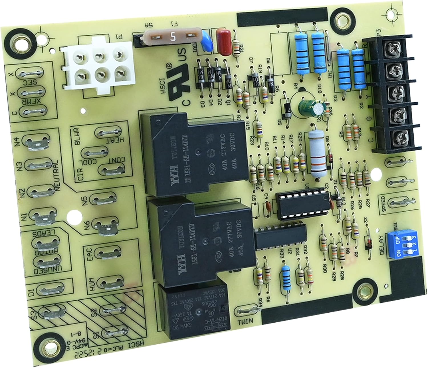 Angled view of the DDORUU ST9120C Furnace Fan Control Board