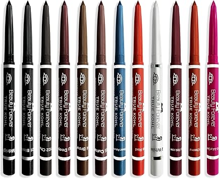Beauty Forever Twist Up Lip and Eye Pencil, Lightweight, Matte & Shimmer Finish, Long Lasting, Waterproof, Smudge Proof, Suitable for All Lips and Eye Shapes, Available in 12 Shades, 101 Black