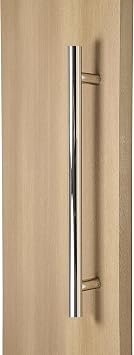 Modern & Contemporary Round Bar/Ladder/H-Shape Style Push-Pull Stainless-Steel Door Handle - Polished Chrome Finish
